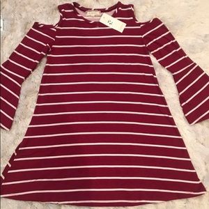 Girls cold shoulder stripe dress